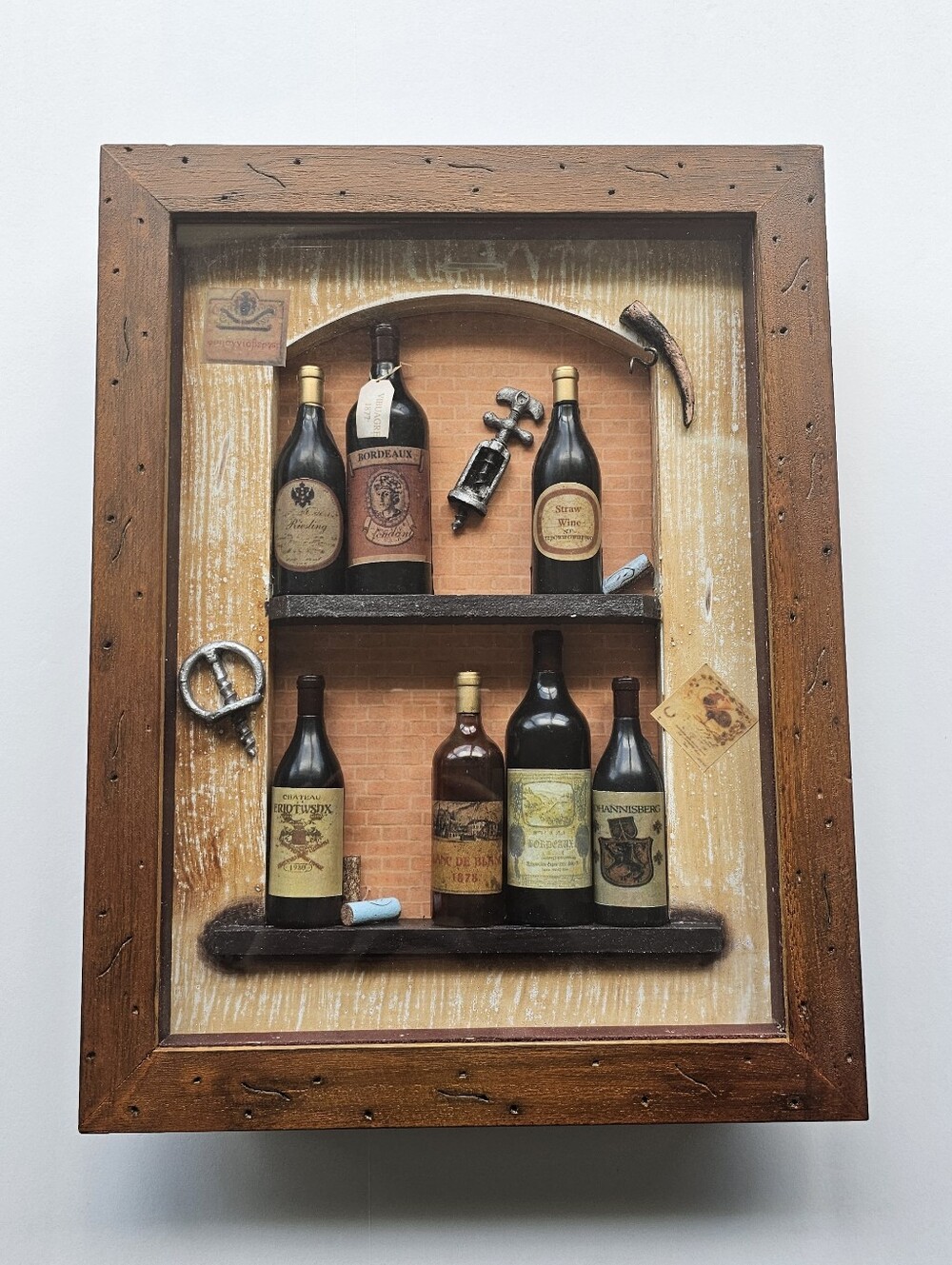 Rustic Wine Bottle Shadowbox Wall Decor Art - Brown & Black